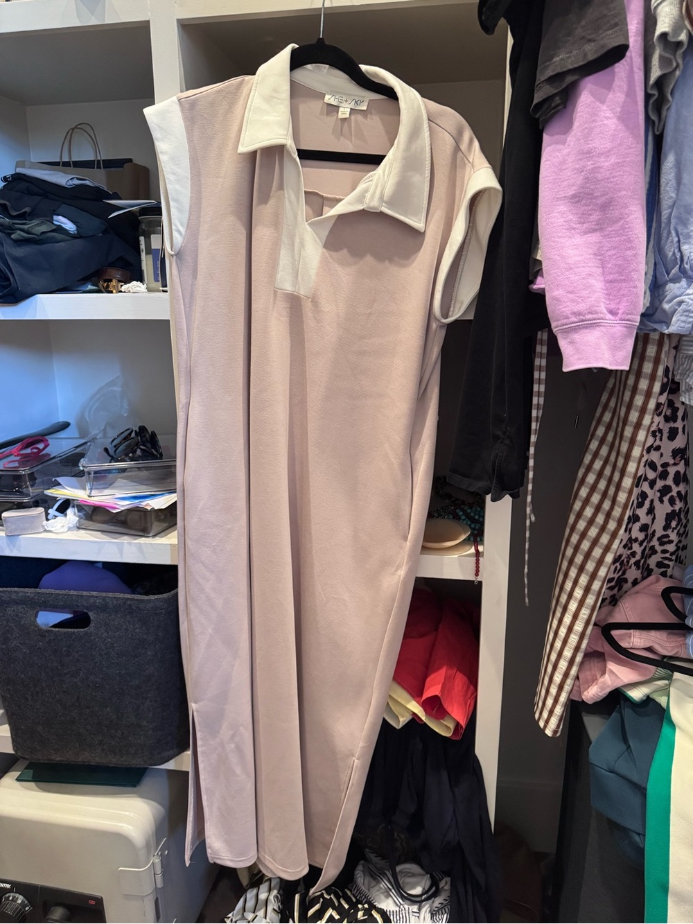 She + Sky Pale Pink Collared Sleeveless Dress